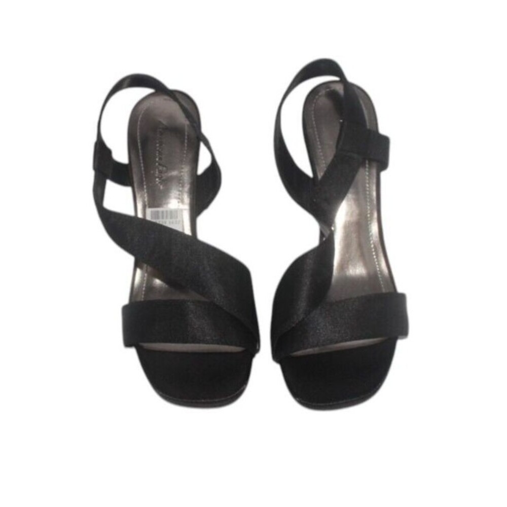 American Eagle Black Suede Strappy Sandals Block Heel Size 8 NIB